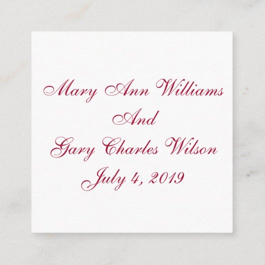 Kaartjes voor reactie in het rood en wit informatiekaartje (Achterkant)