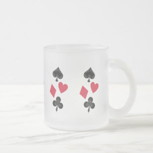  kaartkostuums, diamant, hart, clubs, schoppen matglas koffiemok