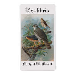 Kaartlabel van de Sparrow hawout bookplate Etiket