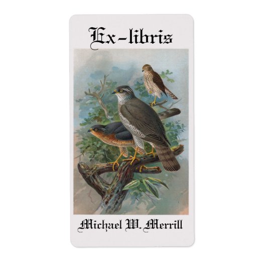Kaartlabel van de Sparrow hawout bookplate Etiket (Voorkant)
