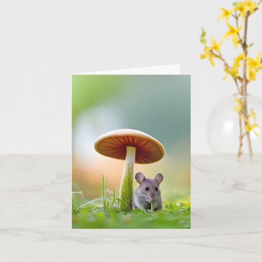 Kaartmuis onder een paddenstoel kaart (Gele Bloem)