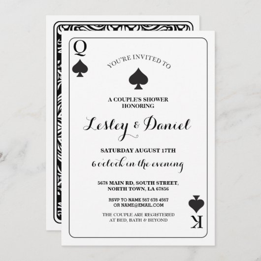 Kaartparen afspelen Verloving Ace Vegas Invite Kaart (Voorkant / Achterkant)