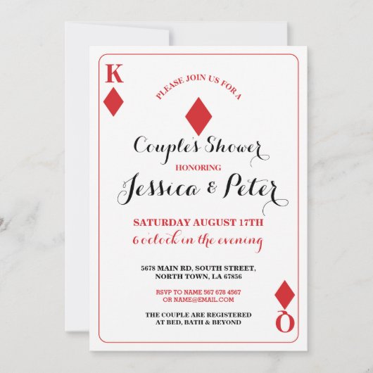 Kaartparen spelen Koningin Las Vegas Uitnodiging (Voorkant)