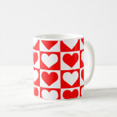 Kaartpatroon voor harten - Rood en wit Koffiemok (Voorkant rechts)