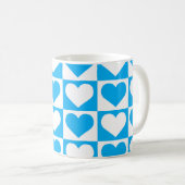Kaartpatroon voor harten - Sky Blue en White Koffiemok (Voorkant rechts)