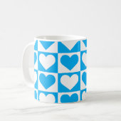 Kaartpatroon voor harten - Sky Blue en White Koffiemok (Voorkant links)