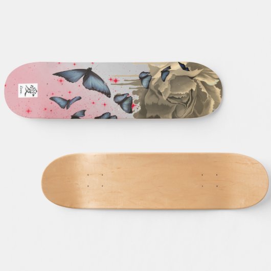 KAARTPOPPIJEN EN BLAUWE BUTTERFLIES PERSOONLIJK SKATEBOARD (Horizontaal)