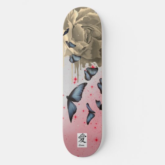 KAARTPOPPIJEN EN BLAUWE BUTTERFLIES PERSOONLIJK SKATEBOARD (Voorkant)