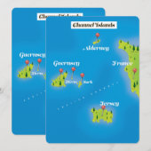 Kaartposter van de Kanaaleilanden. (Voorkant / Achterkant)