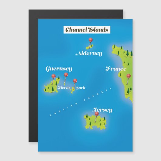Kaartposter van de Kanaaleilanden. (Voorkant / Achterkant)