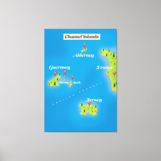 Kaartposter van de Kanaaleilanden. Canvas Afdruk (Voorkant)