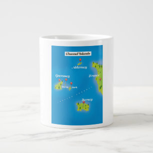 Kaartposter van de Kanaaleilanden. Grote Koffiekop
