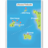 Kaartposter van de Kanaaleilanden. Sticker (Voorkant)
