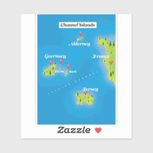 Kaartposter van de Kanaaleilanden. Sticker (Vel)