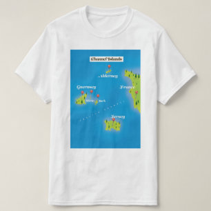 Kaartposter van de Kanaaleilanden. T-shirt