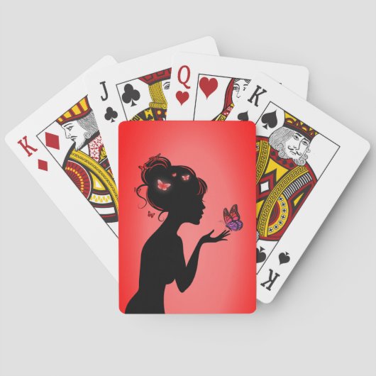 Kaartspel De vrouw rode vlinders Pokerkaarten (Achterkant)