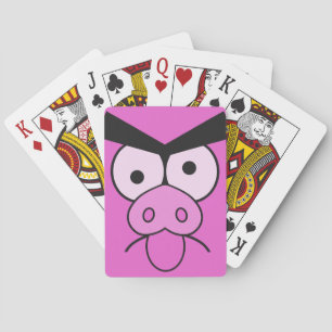 Kaartspel met gekke varken pokerkaarten