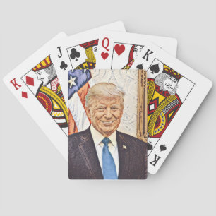 Kaartspel met kunst van president Donald Trump Pokerkaarten