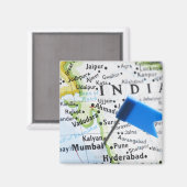 Kaartspeld geplaatst in Mumbai, India op kaart, cl Magneet (Voorkant / Achterkant)