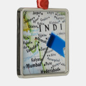 Kaartspeld geplaatst in Mumbai, India op kaart, cl Metalen Ornament (Rechts)