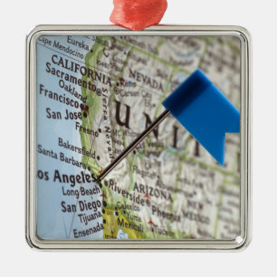 Kaartspeld geplaatst op Los Angeles, Californië o Metalen Ornament