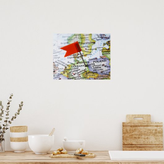 Kaartspeld in Berlijn, Duitsland, op de kaart gepl Poster (Keuken)