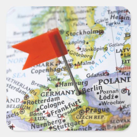 Kaartspeld in Berlijn, Duitsland, op de kaart gepl Vierkante Sticker (Voorkant)
