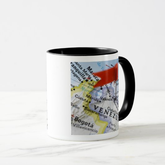 Kaartspeld in Caracas, Venezuela op kaart, Mok (Voorkant rechts)