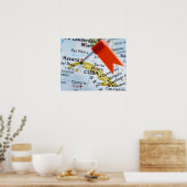 Kaartspeld in Havana, Cuba op kaart, close-up Poster (Keuken)