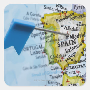 Kaartspeld in Madrid, Spanje op kaart, close-up Vierkante Sticker