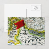 Kaartspeld in New Delhi, India op kaart, Briefkaart (Voorkant / Achterkant)