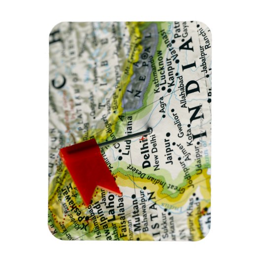 Kaartspeld in New Delhi, India op kaart, Magneet (Verticaal)