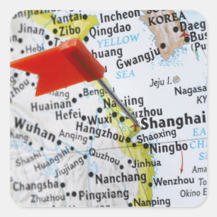 Kaartspeld in Shanghai, China, op de kaart geplaat Vierkante Sticker