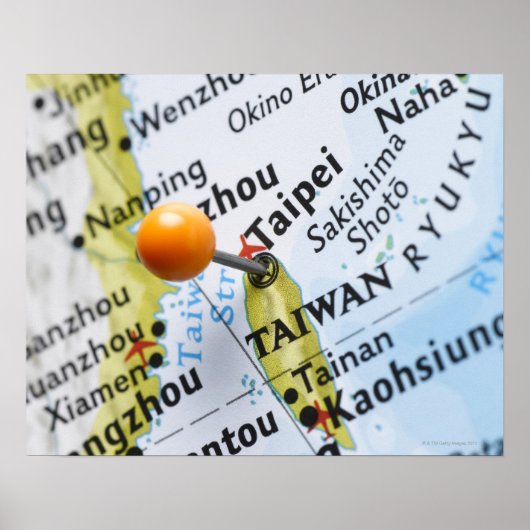 Kaartspeld in Taipei, Taiwan, op kaart geplaatst; Poster (Voorkant)