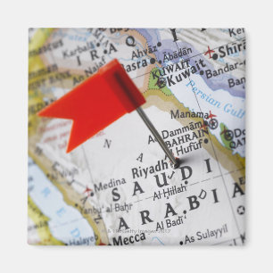 Kaartspeld op de kaart geplaatst in Riyadh, Saudi- Magneet