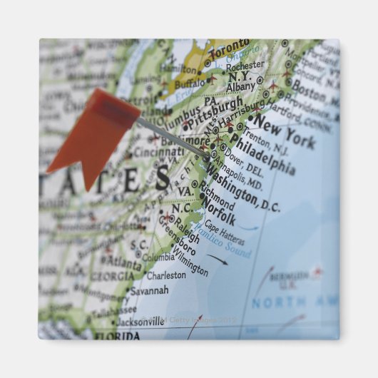 Kaartspeld op de kaart van Washington D.C. Magneet (Voorkant)