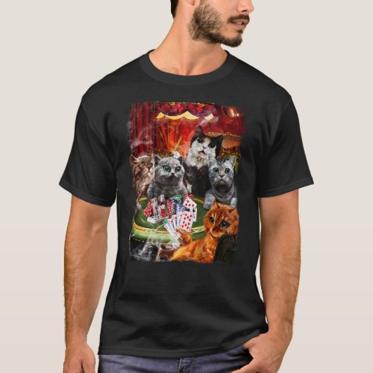 Kaartspelende kat t-shirt (Voorkant)