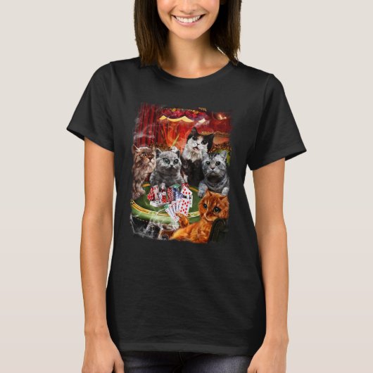 Kaartspelende kat t-shirt (Voorkant)