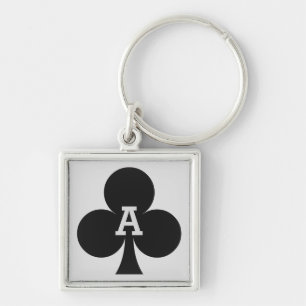 Kaartspeler aangepaste monogram sleutelketens - Cl Sleutelhanger