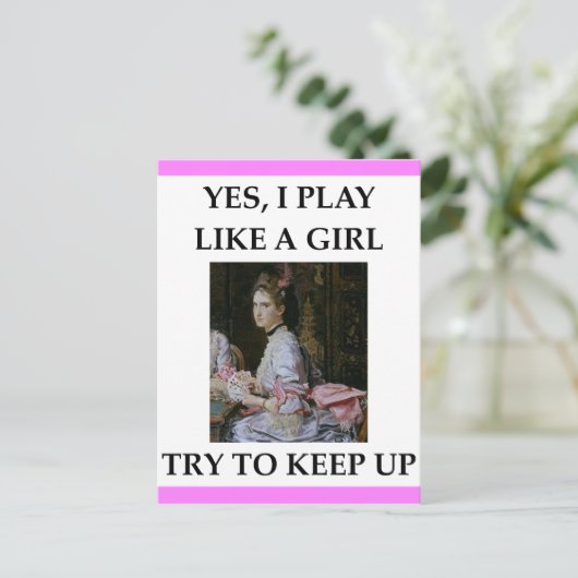 kaartspeler briefkaart (Staand voorkant)