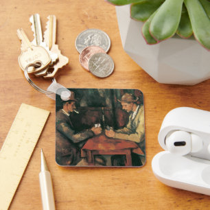 Kaartspelers door Paul Cezanne, Vintage Fine Art Sleutelhanger