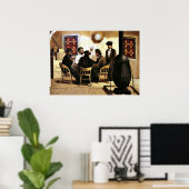 Kaartspelers op de Steamboot,  schilderij Poster (Thuiskantoor)