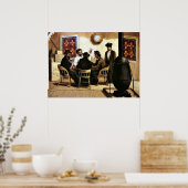 Kaartspelers op de Steamboot,  schilderij Poster (Keuken)