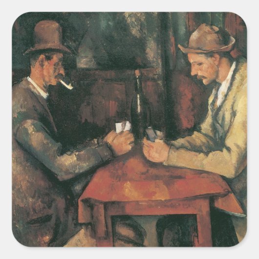 Kaartspelers van Paul Cezanne,  fijne kunst Vierkante Sticker (Voorkant)