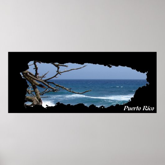 Kaartstrand van Puerto Rico Island Poster (Voorkant)