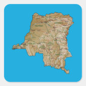 Kaartticker Congo-Kinshasa Vierkante Sticker (Voorkant)