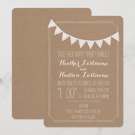 Kaartvoorraad geïnspireerd eyelet Bunting Wedding Kaart (Voorkant / Achterkant)