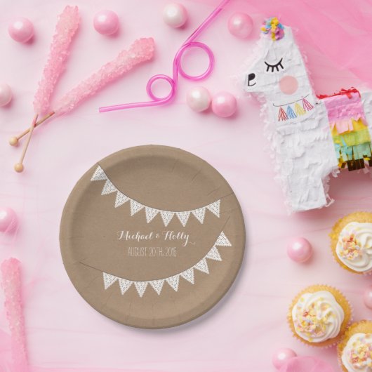 Kaartvoorraad geïnspireerd eyelet Bunting Wedding Papieren Bordje (Feest)