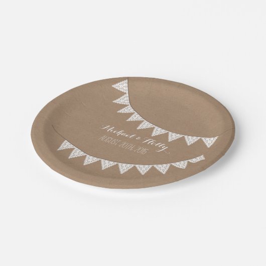 Kaartvoorraad geïnspireerd eyelet Bunting Wedding Papieren Bordje (Gekanteld)