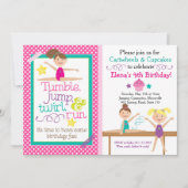 Kaartwheels en cupcakes Gymnastics Party Invitatio Kaart (Voorkant)